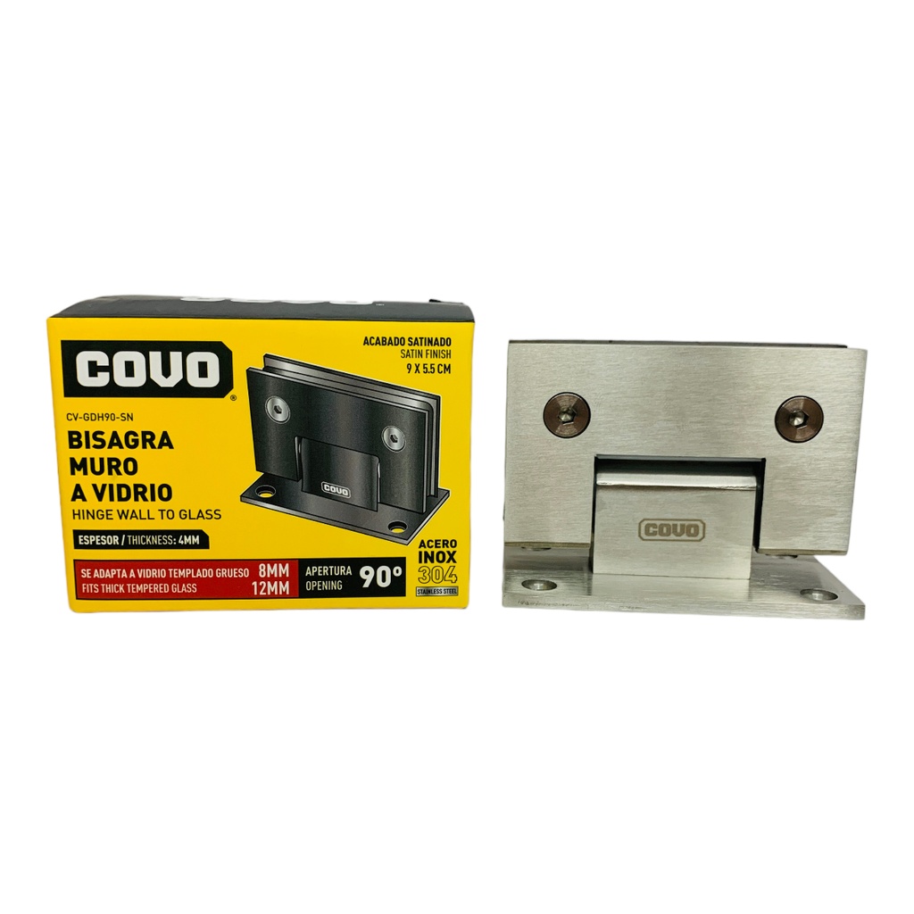 BISAGRA DE MURO A VIDRIO 9X5.5CM SATINADO COVO