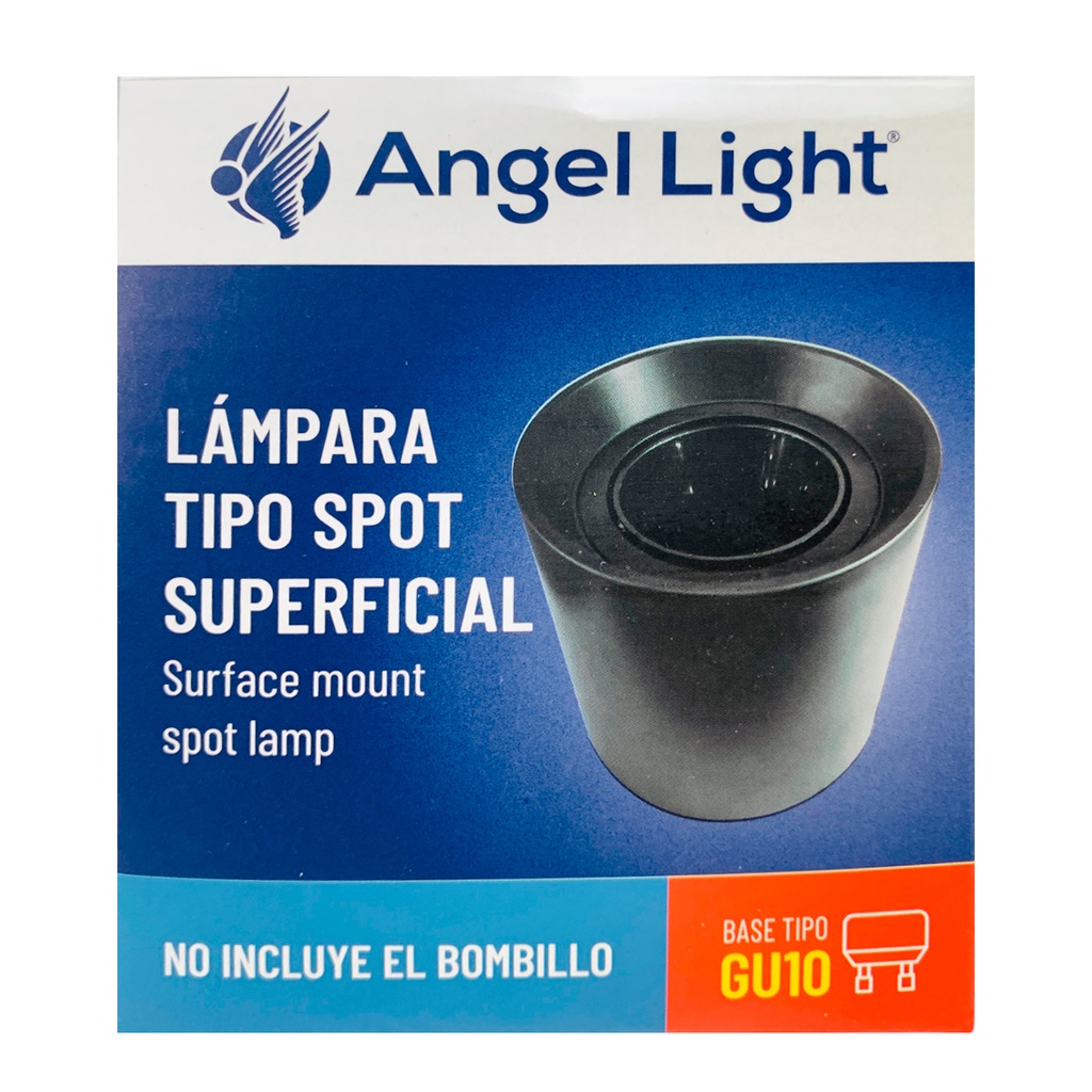 LAMPARA SPOT REDONDA SUPERFICIAL GU10 10.5CM NEGRO ANGEL LIGHT