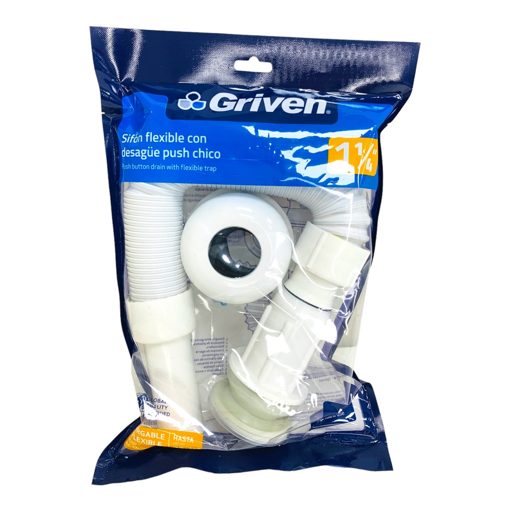 SIFON FLEXIBLE CON DESAGUE PUSH CHICO 1 1/4" GRIVEN