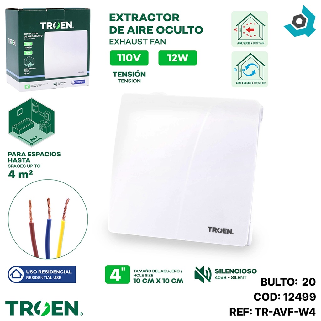 EXTRACTOR DE AIRE 4" OCULTO TROEN