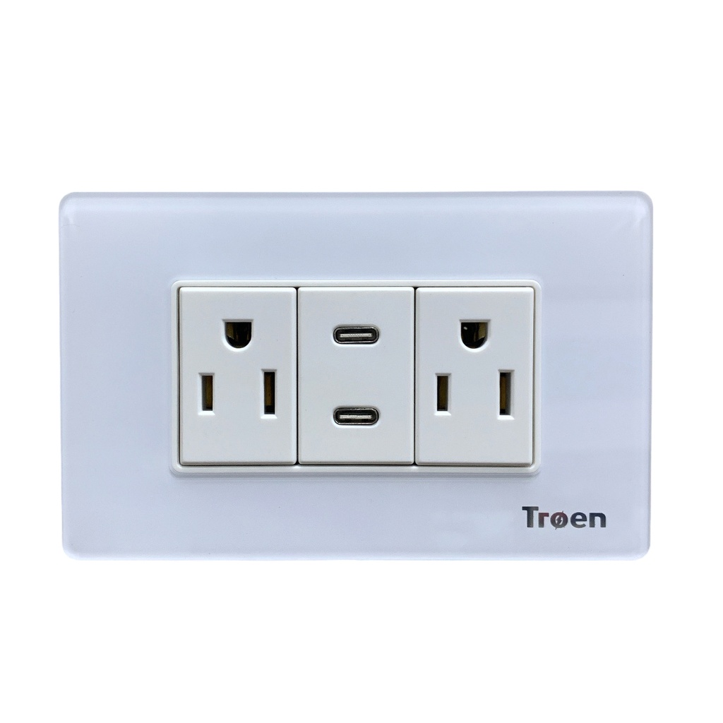TOMACORRIENTE CON 2 USB TIPO C DE ACRILICO BLANCO TROEN