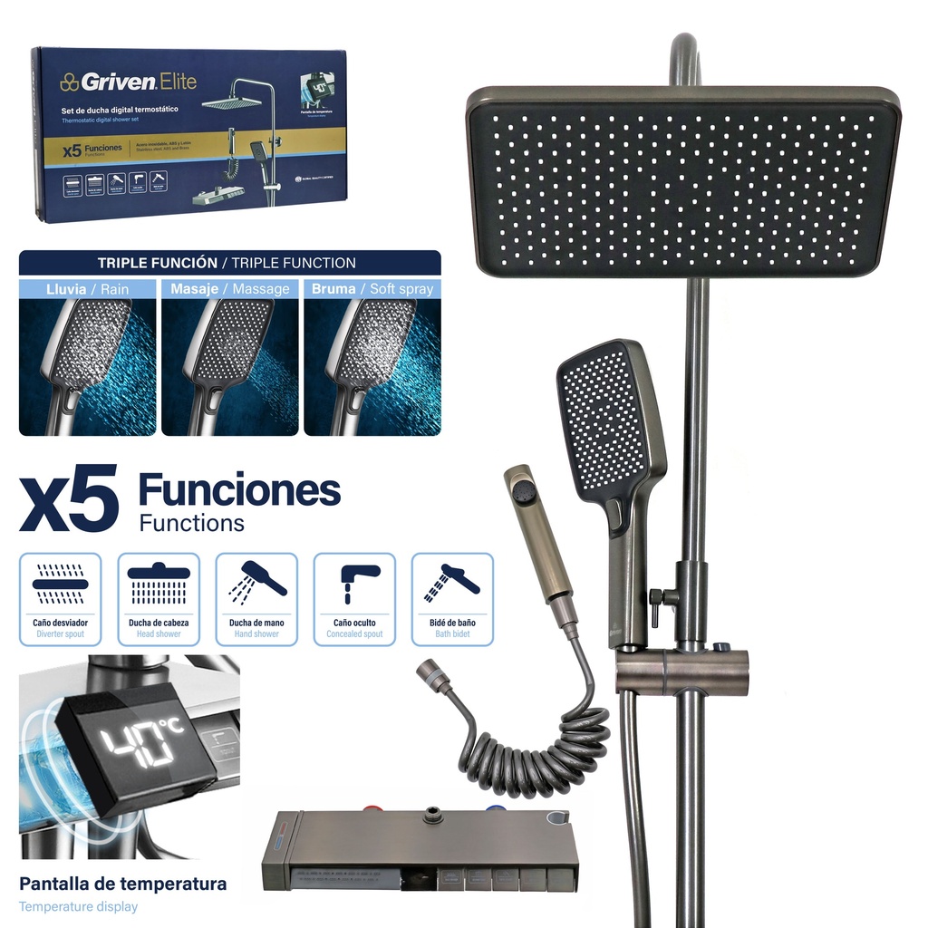 SET DE DUCHA DIGITAL TERMOSTATICO GRIVEN ELITE