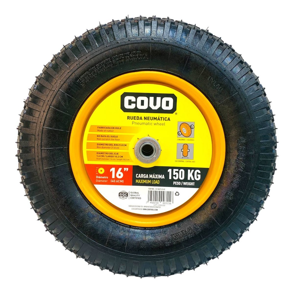 RUEDA NEUMATICA CON RIN PARA CARRETILLA 16" COVO
