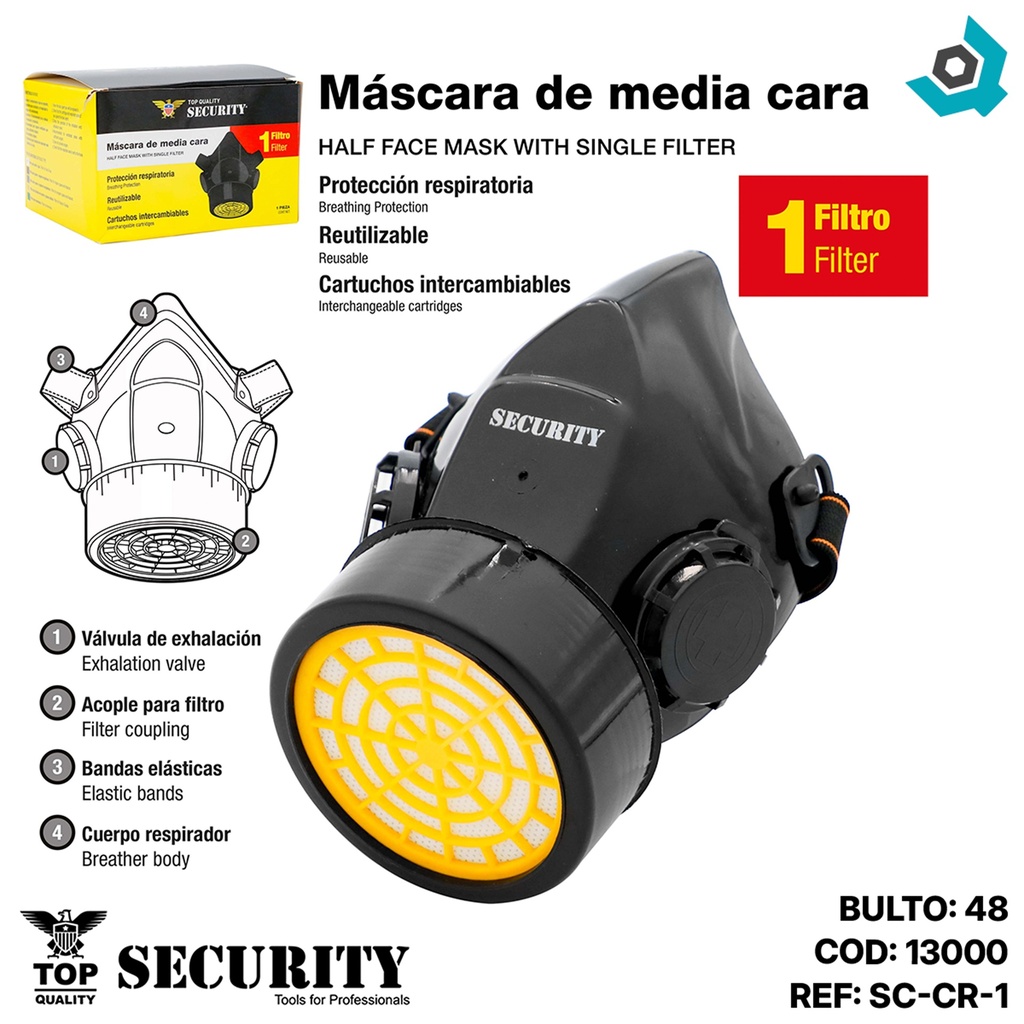 MASCARA RESPIRADOR DE MEDIA CARA SECURITY