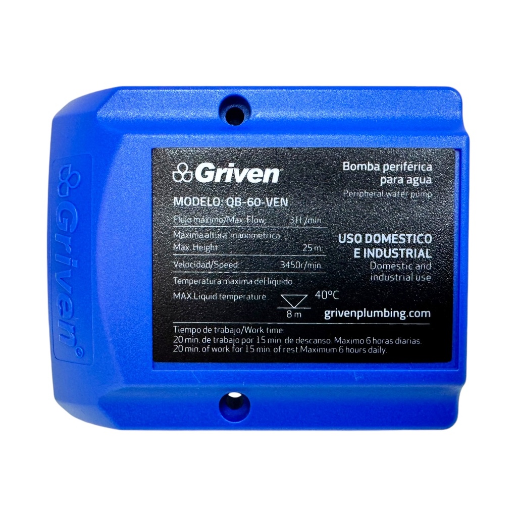 TAPA PARA BOMBA DE AGUA QB-60-VEN GRIVEN