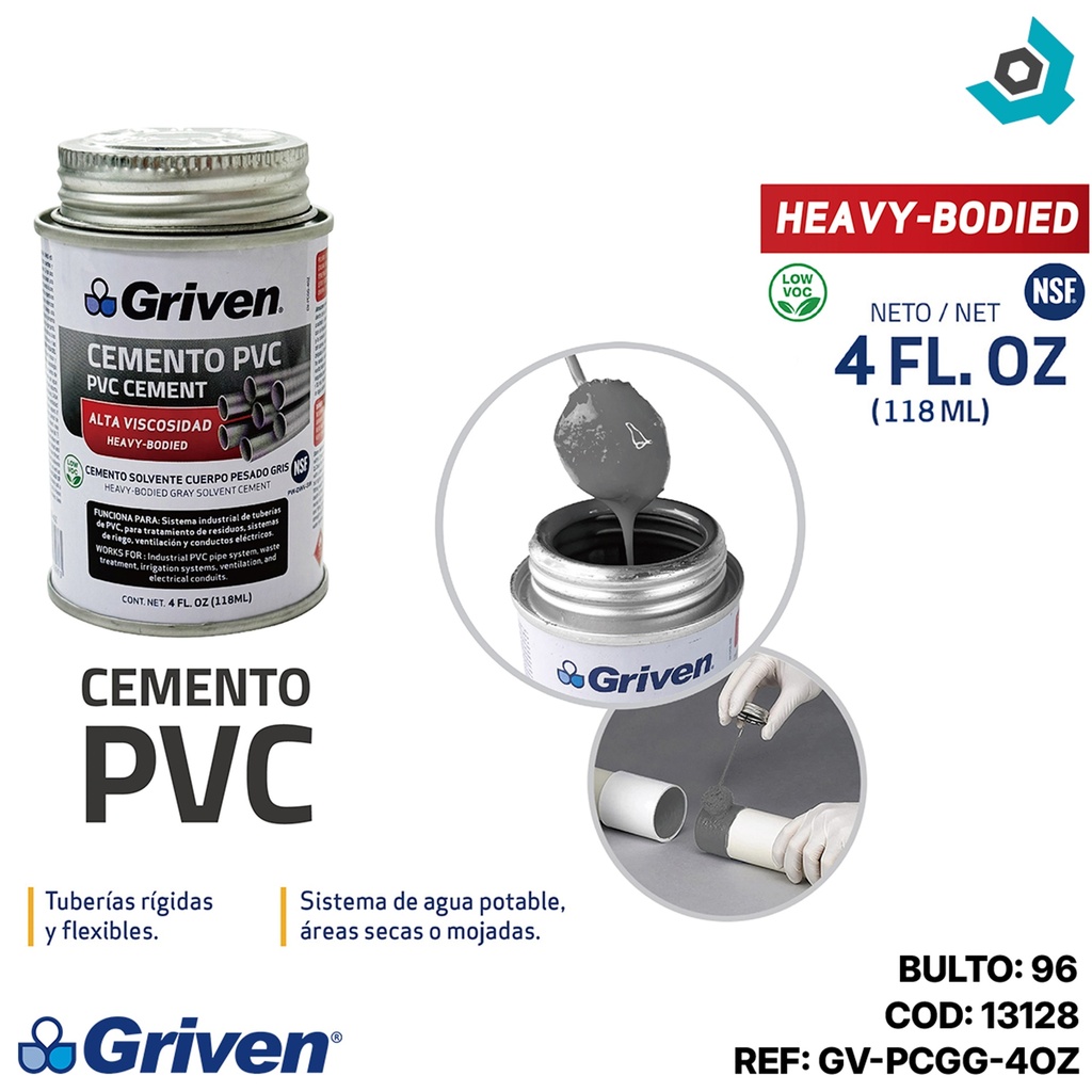 CEMENTO PVC ALTA VISCOSIDAD 4 OZ GRIVEN