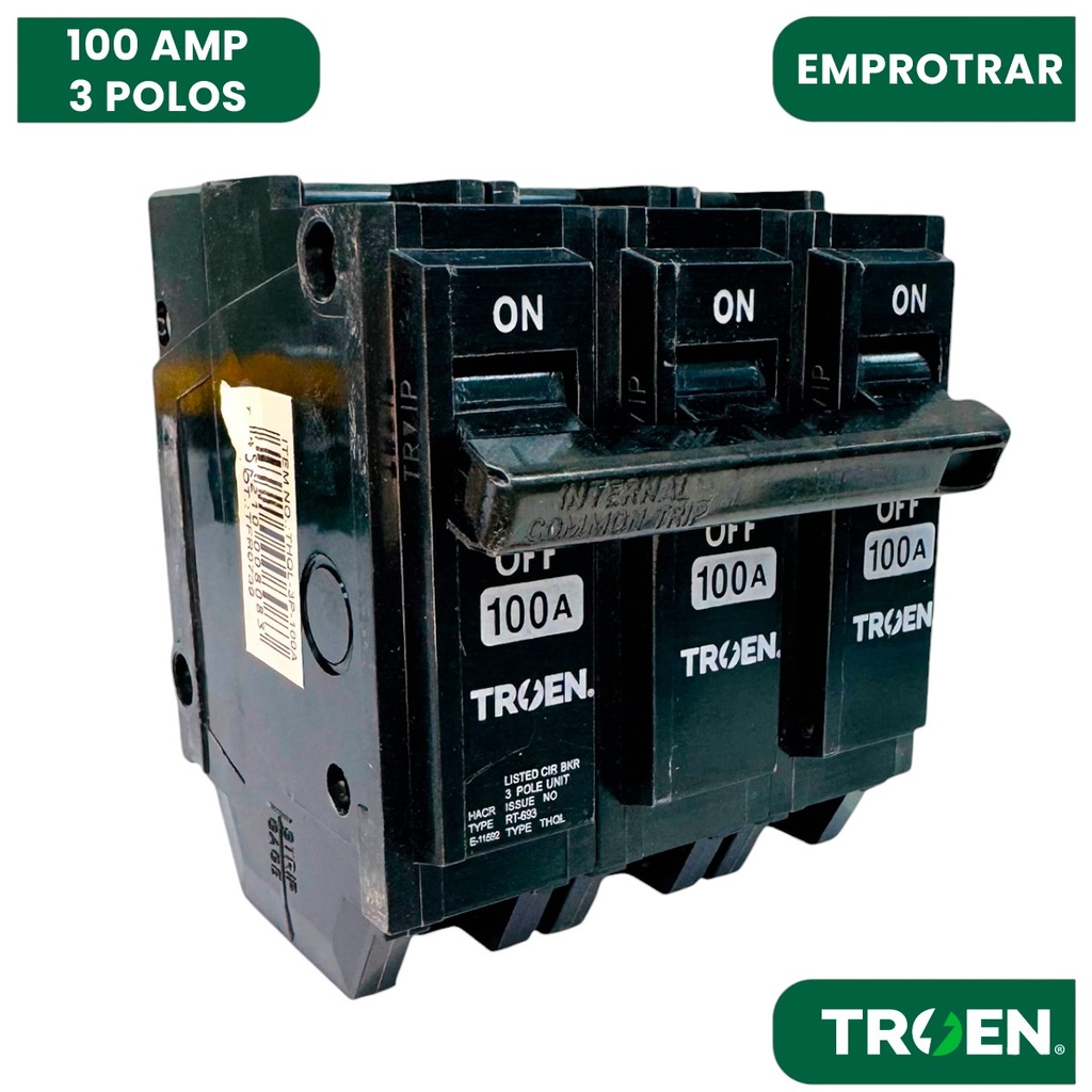 BREAKER PARA EMPOTRAR TERMOMAGNETICO 100A 3P TROEN