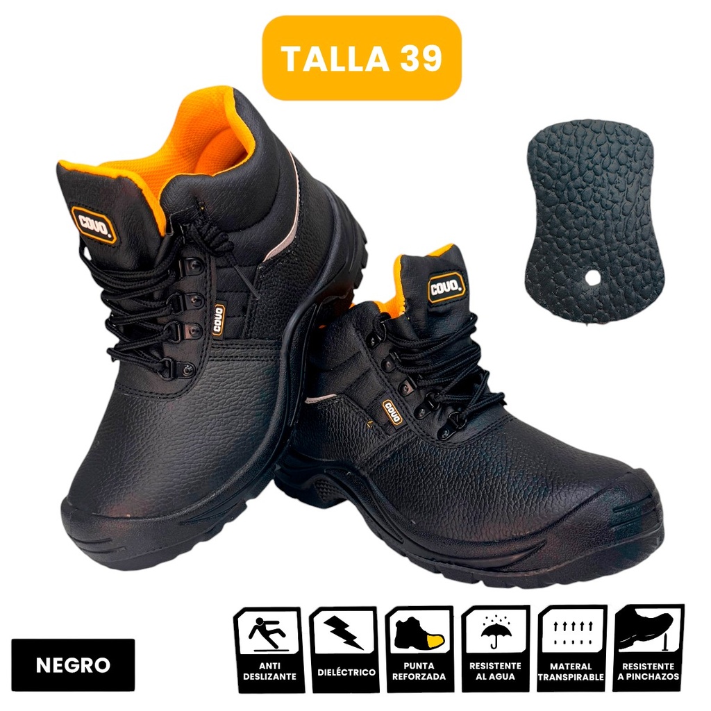 BOTAS DE SEGURIDAD NEGRAS TALLA 39 COVO