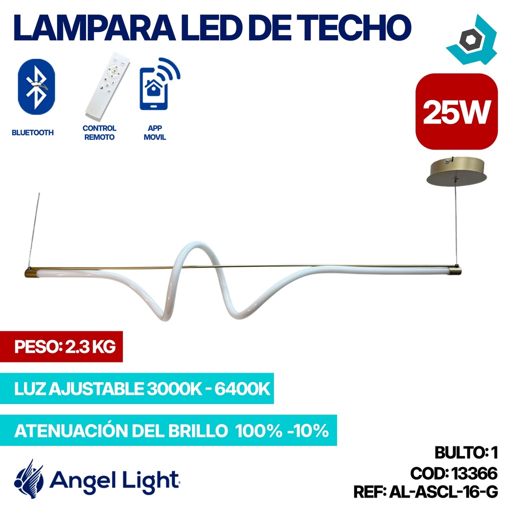 LAMPARA LED 25W DE TECHO LUZ AJUSTABLE DORADA ANGEL LIGHT