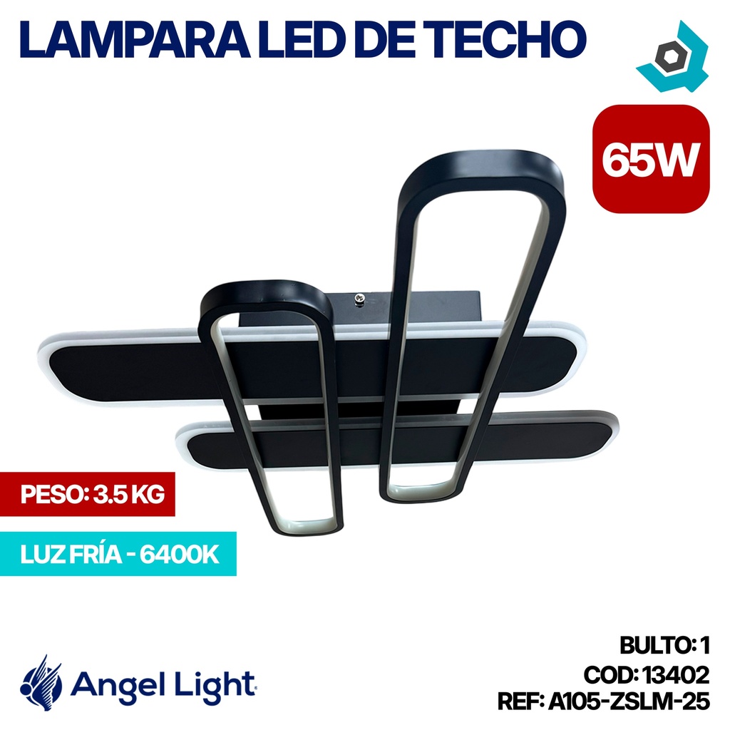 LAMPARA LED 65W DE TECHO NEGRA ANGEL LIGHT