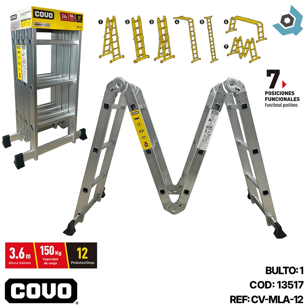 ESCALERA MULTIFUNCIONAL 3.6M COVO