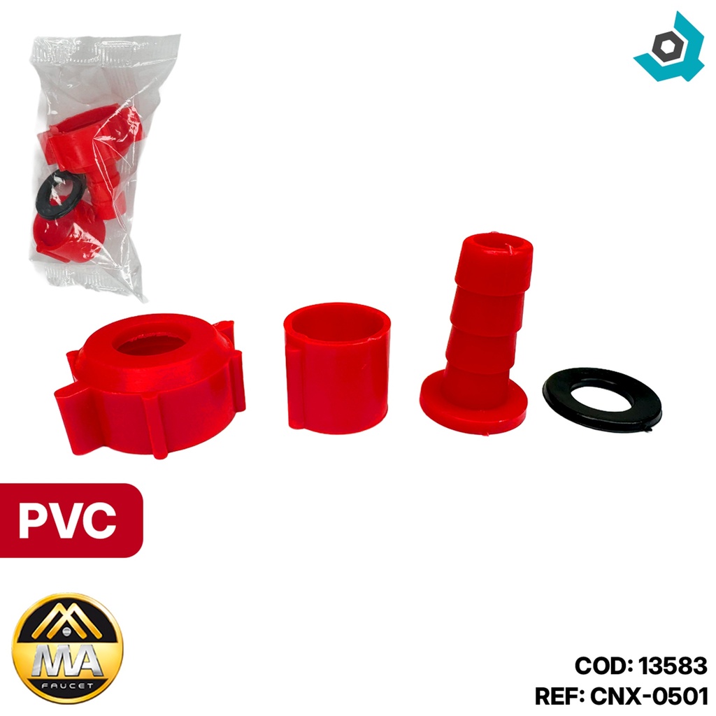 CONEXION PARA MANGUERA 1/2" PVC METALES ALEADOS