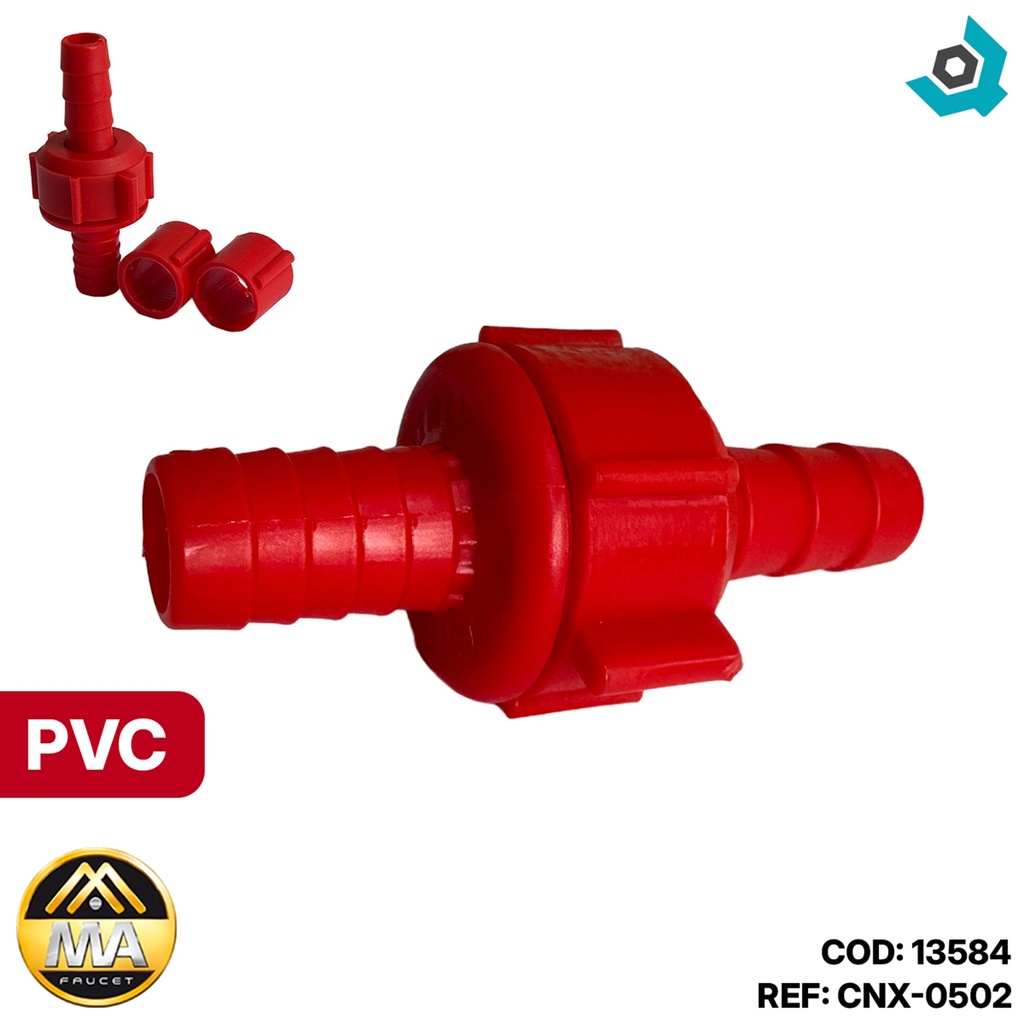 CONEXION PARA MANGUERA 1/2" PVC METALES ALEADOS