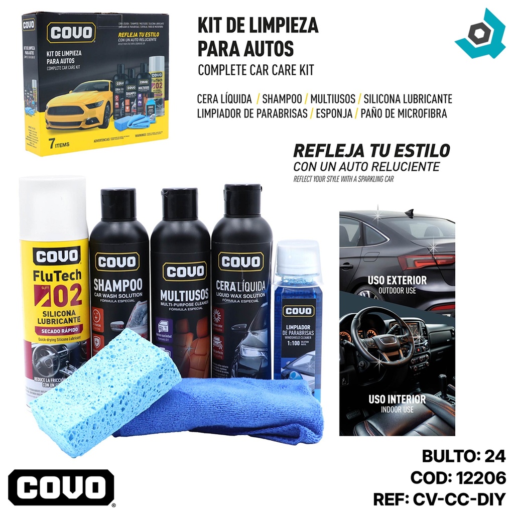 KIT DE LIMPIEZA PARA AUTOS COVO