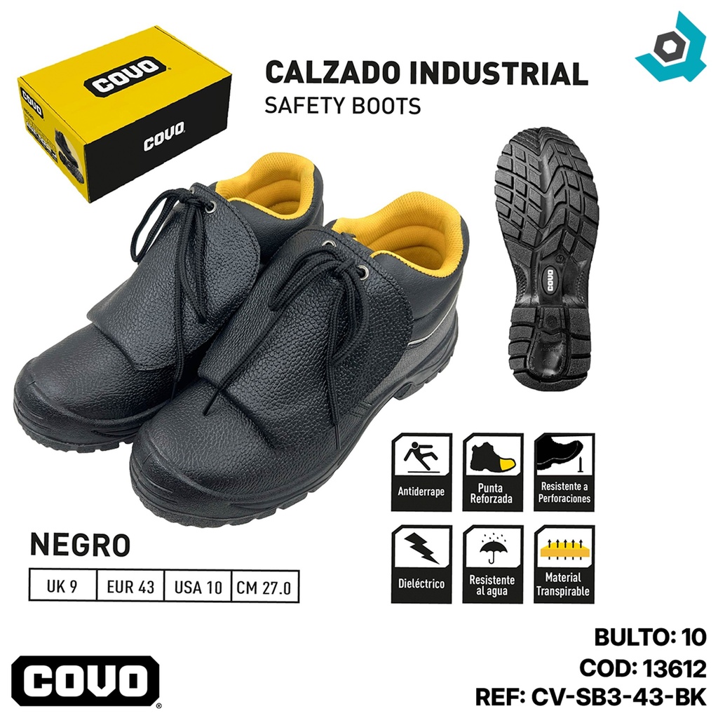 BOTAS DE SEGURIDAD NEGRAS TALLA 43 COVO