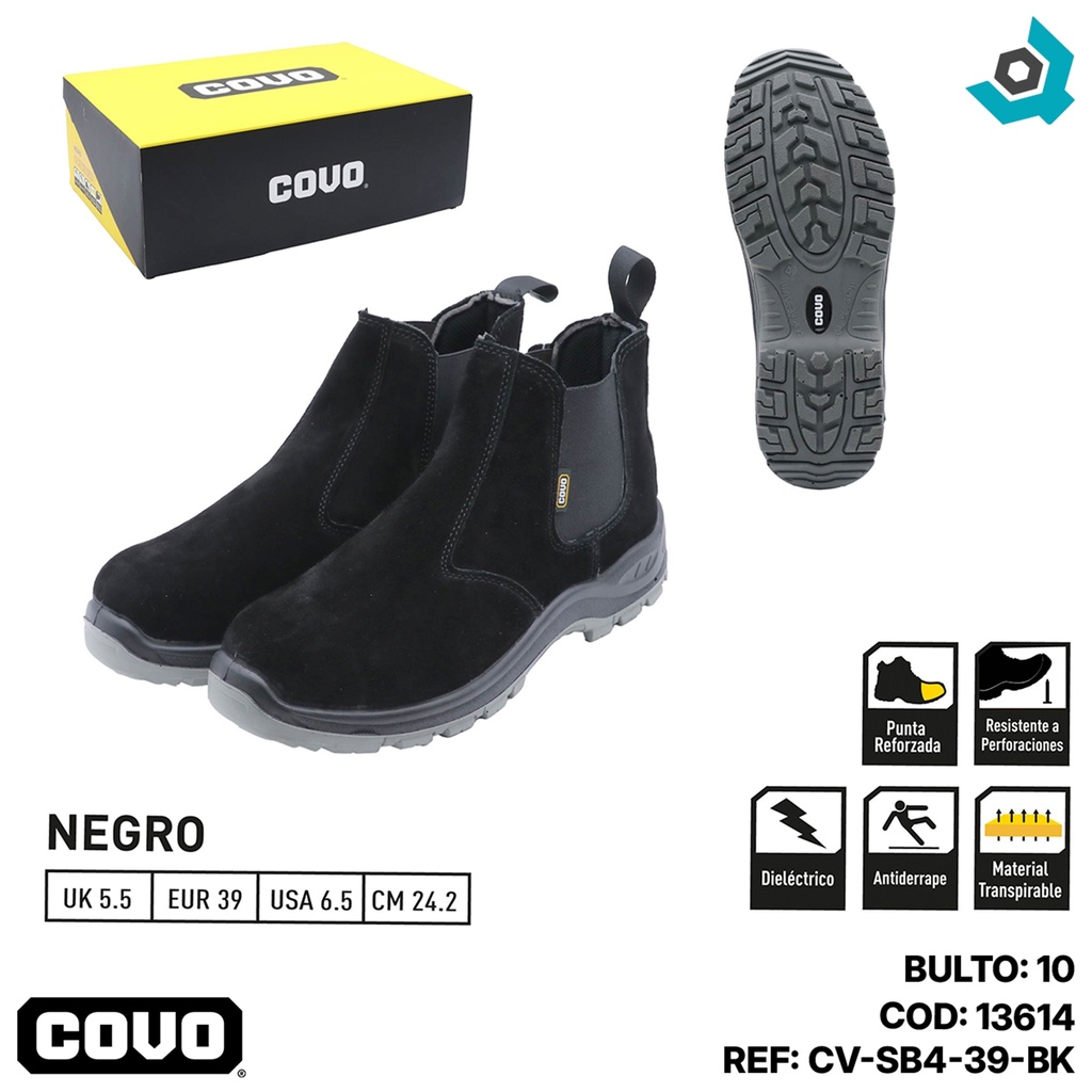 BOTAS DE SEGURIDAD NEGRAS TALLA 39 COVO