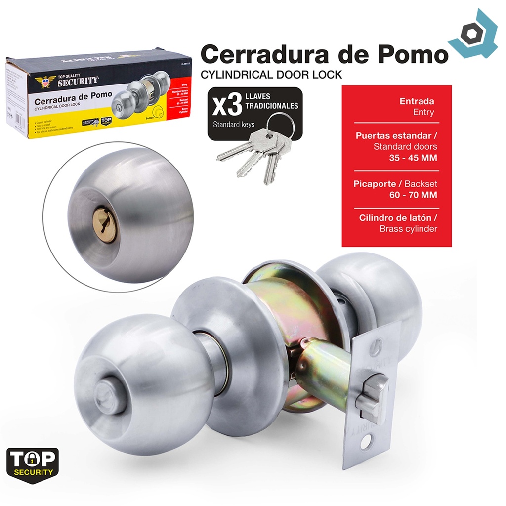CERRADURA DE POMO PARA DORMITORIO SATIN SECURITY