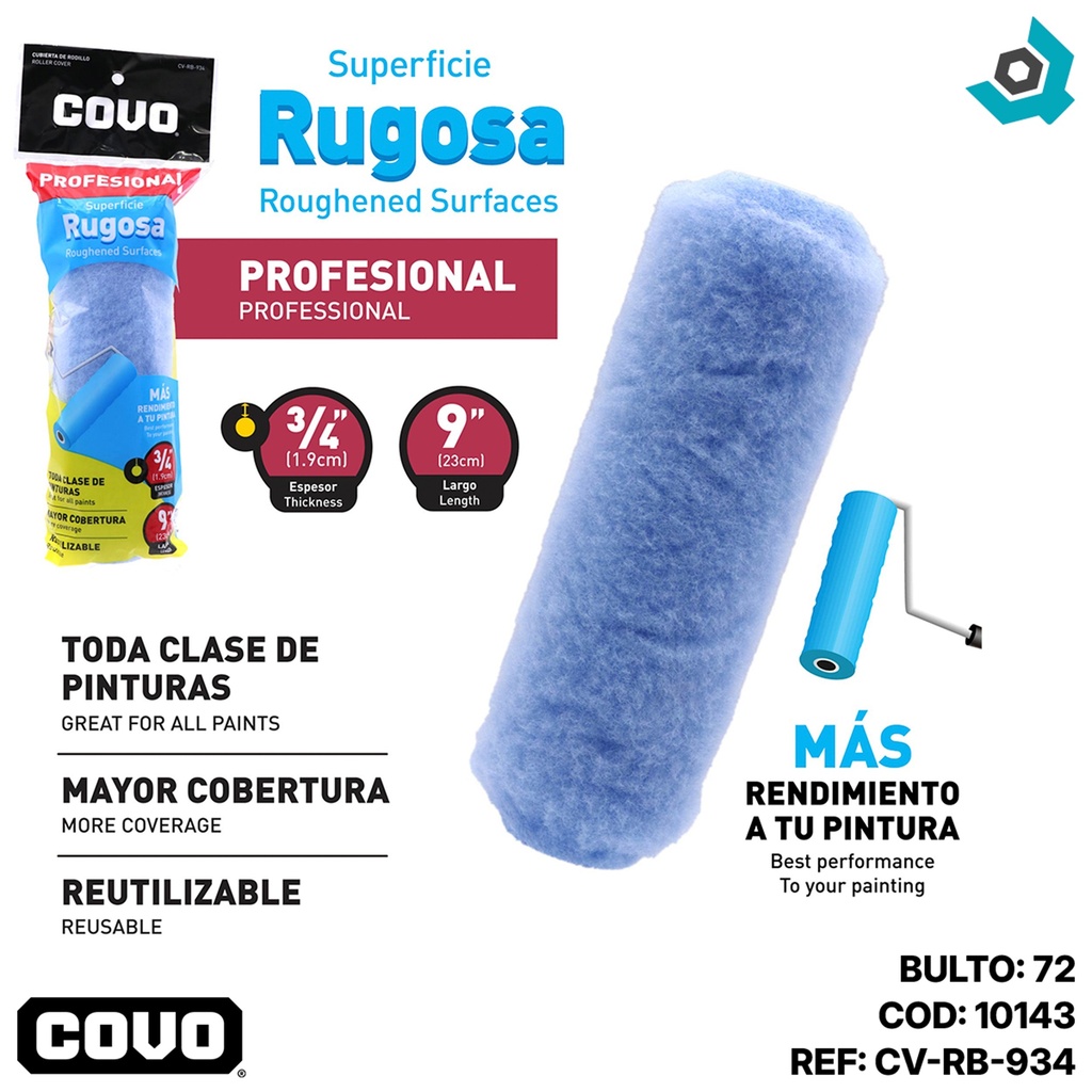 FUNDA PARA RODILLO 9" RUGOSA COVO