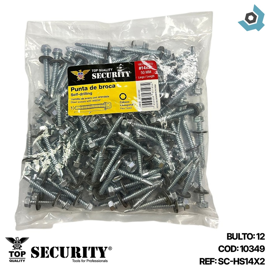 TORNILLO AUTOPERFORANTE #14 X 2" 100PZAS SECURITY