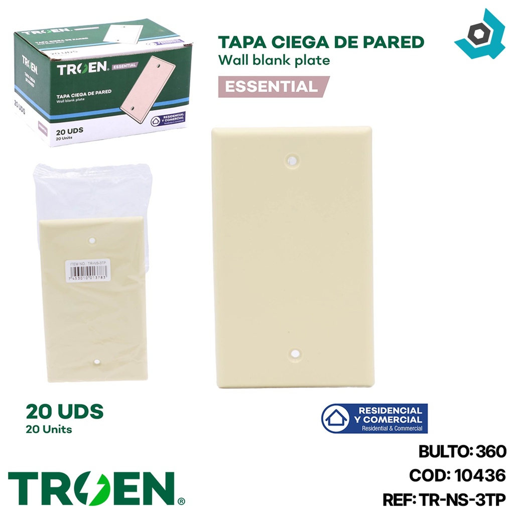TAPA CIEGA PARA CAJILLA COLOR BEIGER TROEN