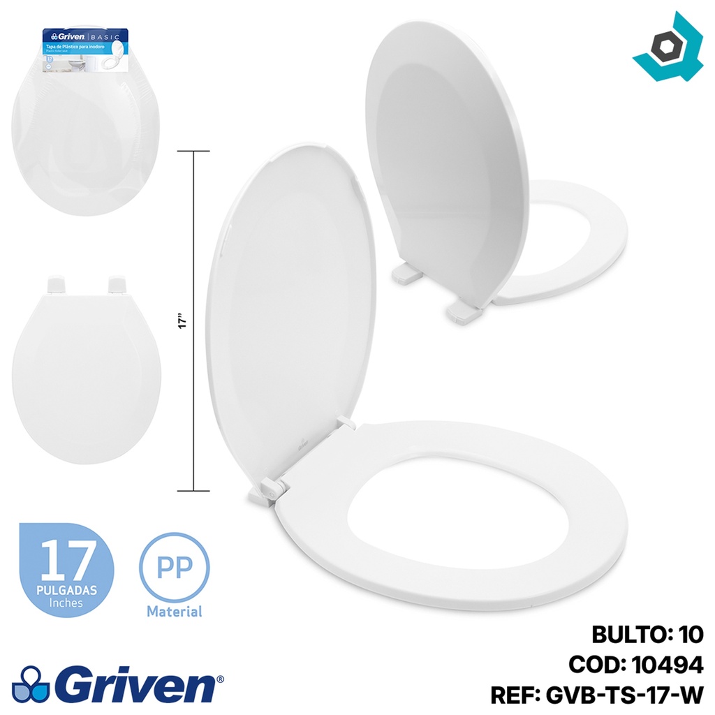 ASIENTO PARA INODORO 17"  GRIVEN BASIC