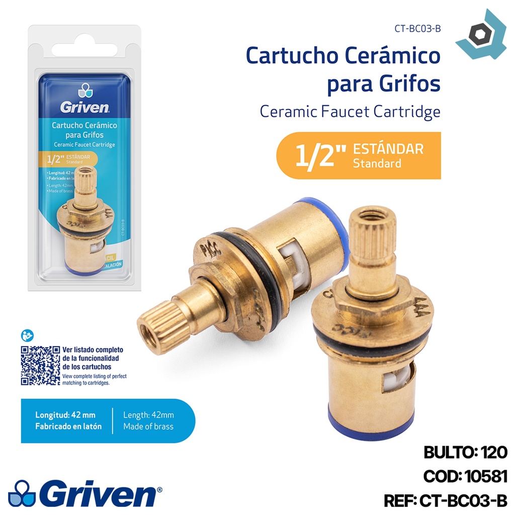 CARTUCHO MONOCONTROL 1/2" PARA GRIFERIAS GRIVEN