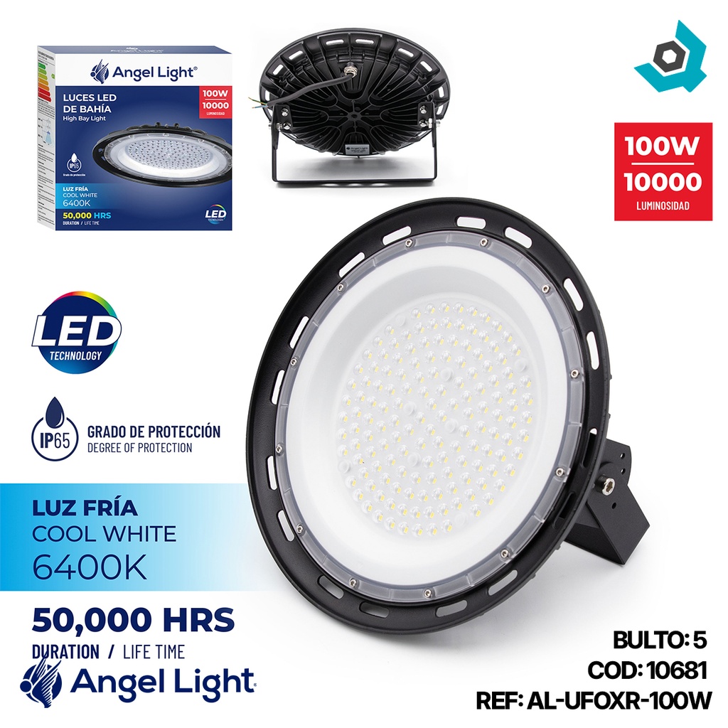 LAMPARA LED DE BAHIA 100W MULTIVOLTAJE 6400K ANGEL LIGHT