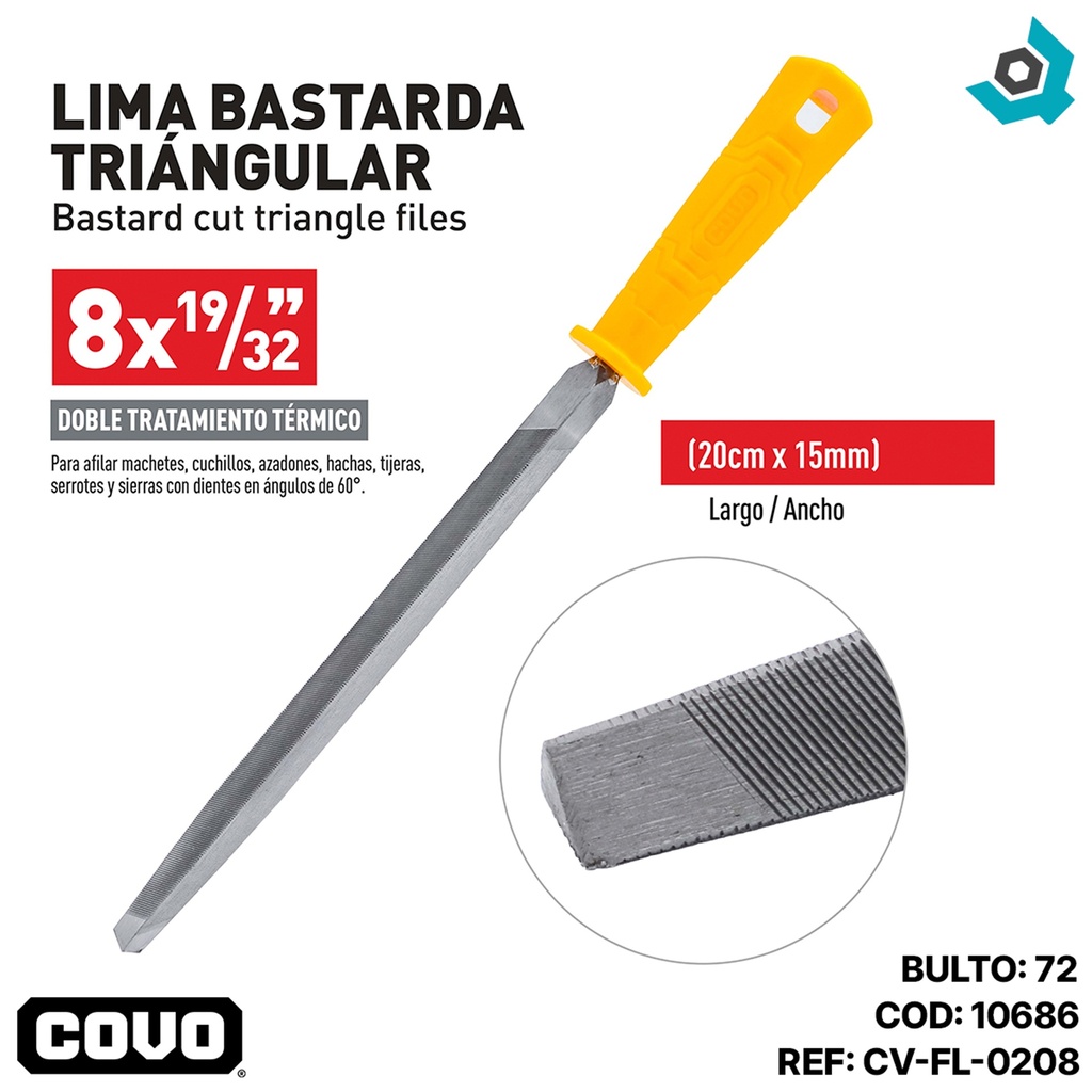 LIMA BASTARDA TRIANGULAR 8 X 19/32" COVO