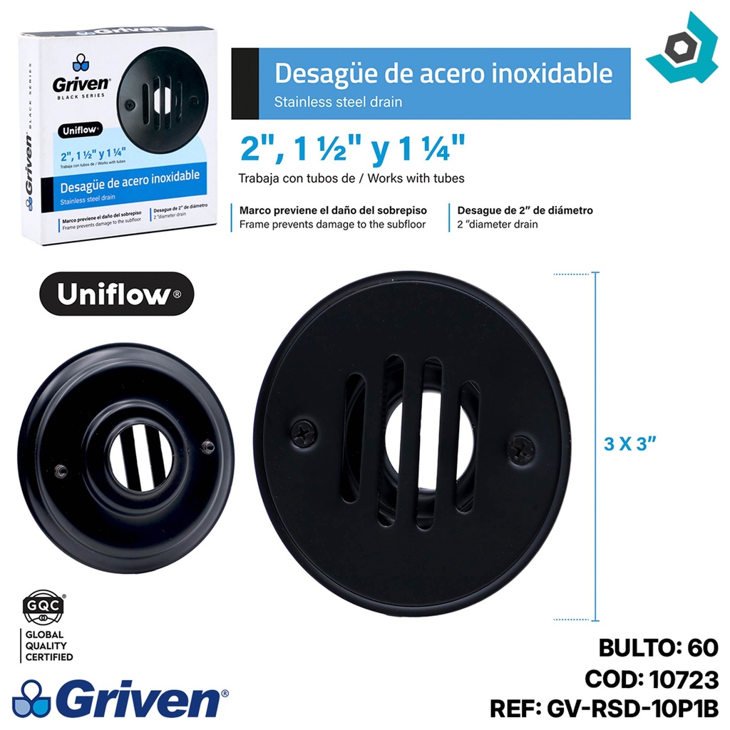 DESAGUE DE PISO 2" GRIVEN BLACK
