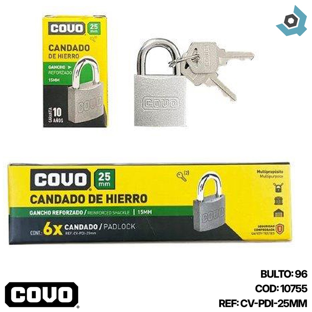 CANDADO 25MM HIERRO COVO