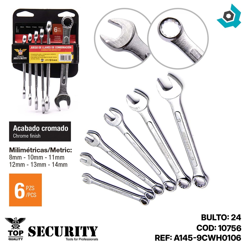 JUEGO DE LLAVES DE DE COMBINACION SECURITY