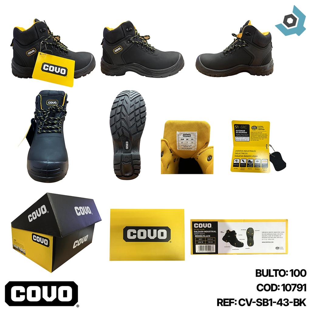 BOTAS DE SEGURIDAD NEGRAS TALLA 43 COVO