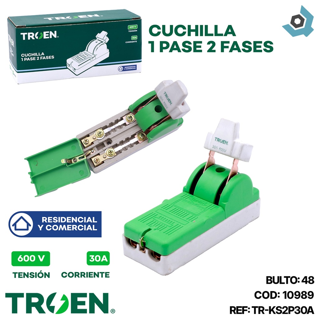 CUCHILLA ELECTRICA 1 PASE 2 POLOS X 30A TROEN