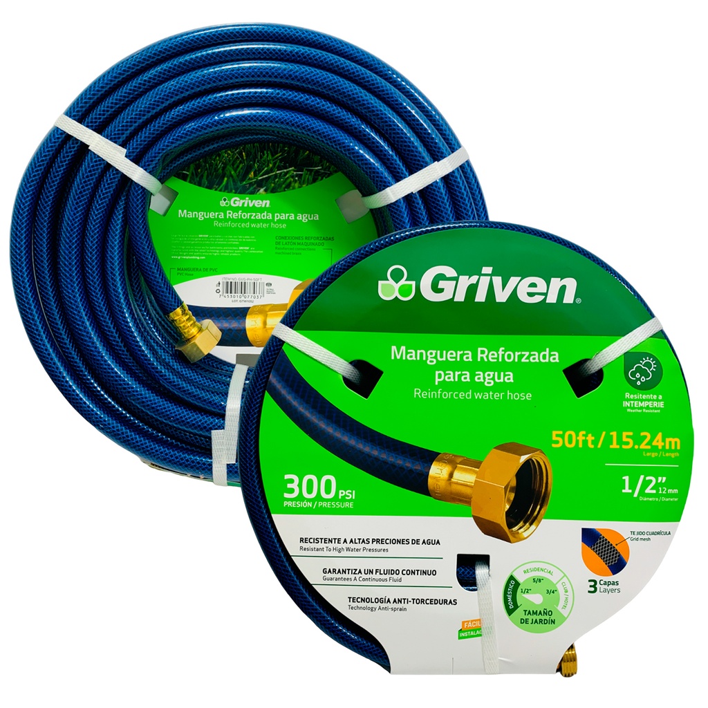 MANGUERA 1/2" DE JARDINERIA REFORZADA 15.24 METROS GRIVEN
