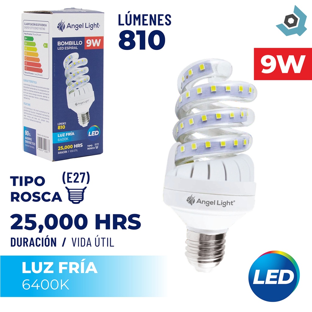 BOMBILLO LED ESPIRAL 9W ANGEL LIGHT