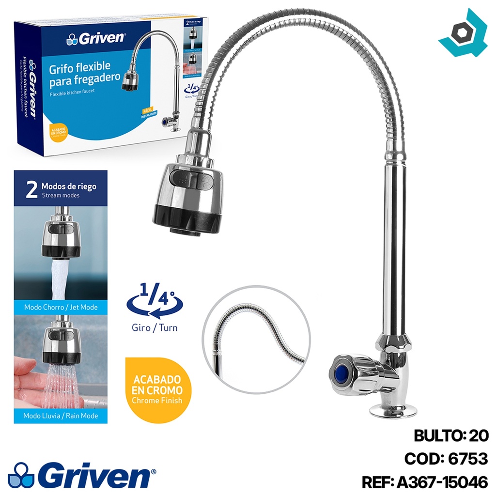 GRIFERIA PARA FREGADERO INDIVIDUAL CUELLO FLEXIBLE GRIVEN