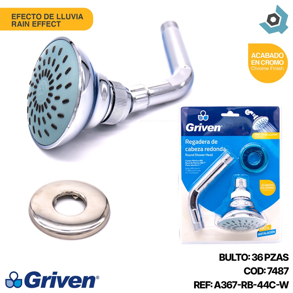 REGADERA PARA BANO 3 1/2" CON EXTENSION GRIVEN