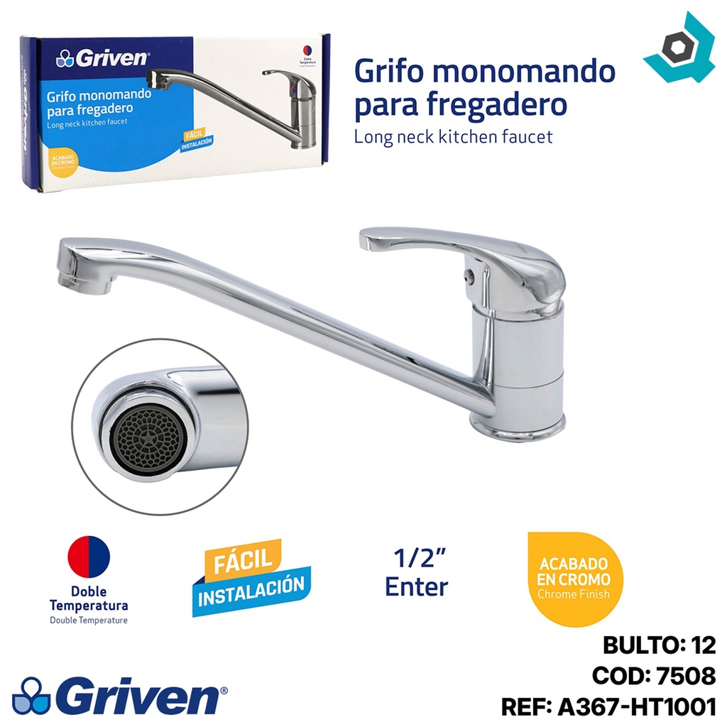 GRIFERIA PARA FREGADERO MONOMANDO ABRE FACIL GRIVEN