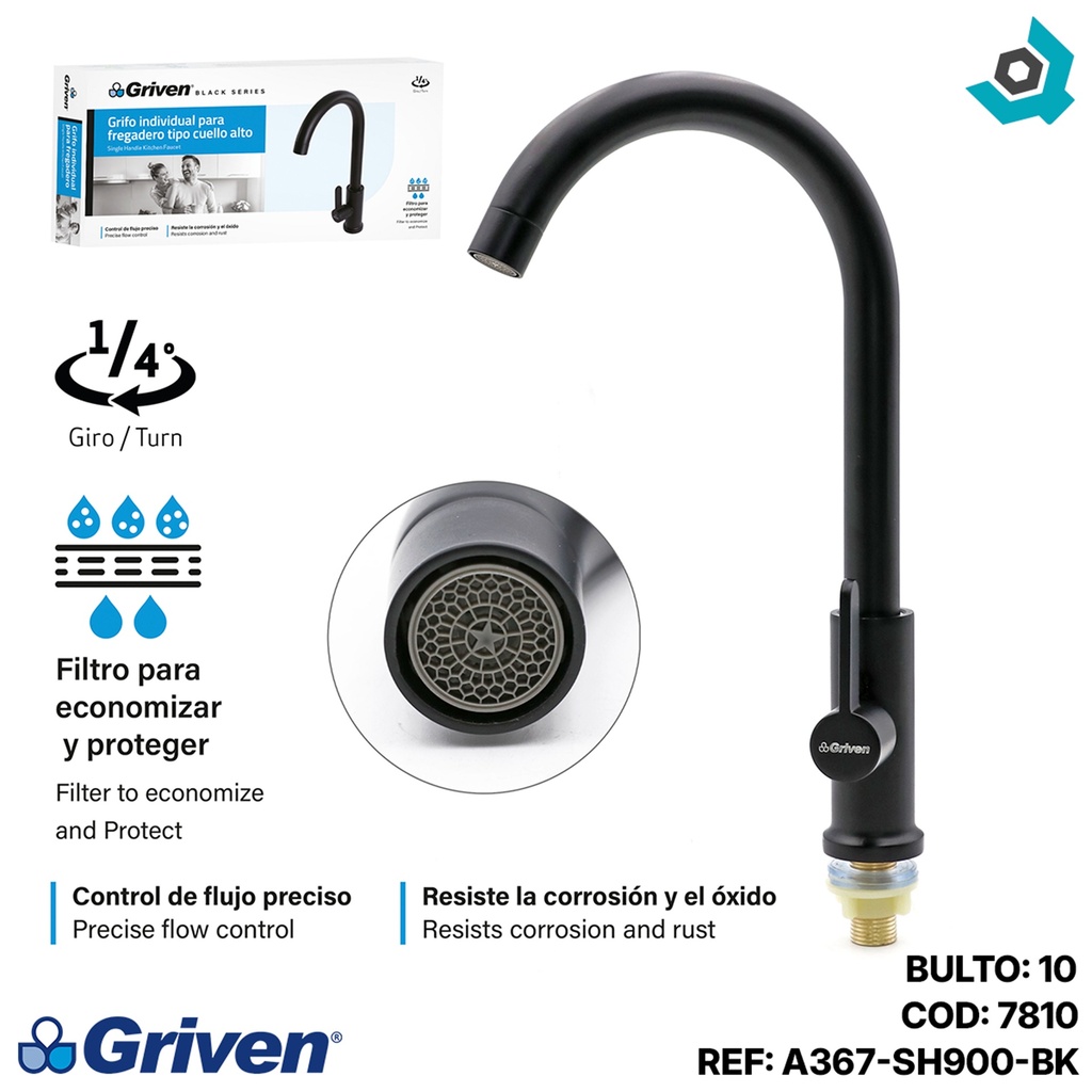 GRIFERIA PARA FREGADERO INDIVIDUAL GRIVEN BLACK