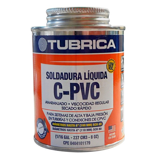 [7893] SOLDADURA CPVC PARA AGUA CALIENTE 1/16GL TUBRICA