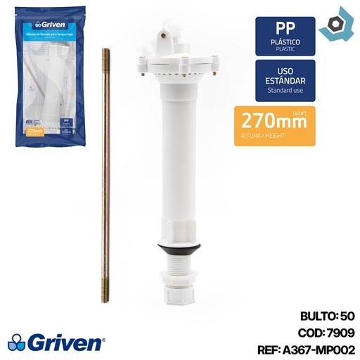 [7909] VALVULA PARA TANQUE DE INODORO BAJO GRIVEN