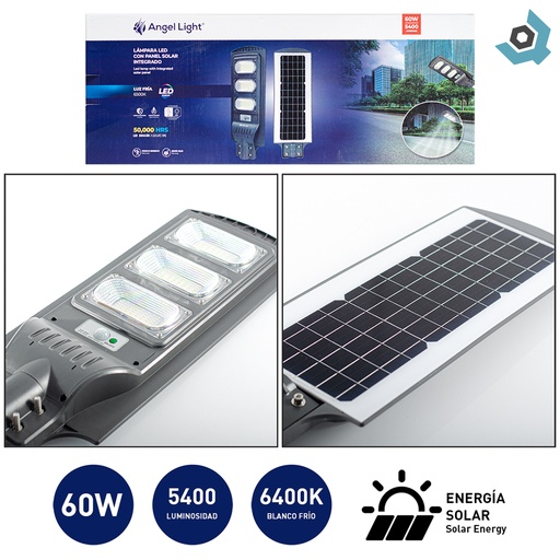 [7934] LAMPARA LED SOLAR 60W ANGEL LIGHT