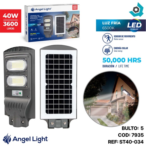 [7935] LAMPARA LED SOLAR 40W ANGEL LIGHT