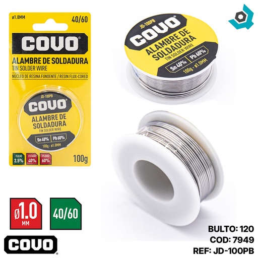 [7949] ALAMBRE PARA SOLDADURA DE ESTANO 1.0MM COVO