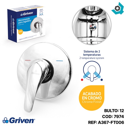 [7974] LLAVE PARA DUCHA 1/2" DOBLE TEMPERATURA GRIVEN