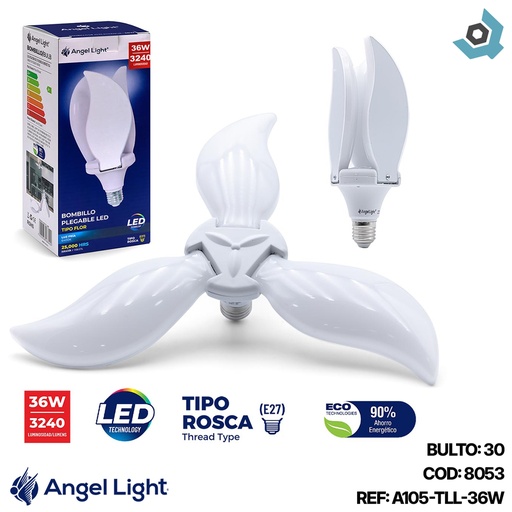[8053] BOMBILLO LED 36W PLEGABLE TIPO FLOR ANGEL LIGHT
