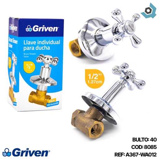 [8085] LLAVE PARA DUCHA 1/2" INDIVIDUAL GRIVEN