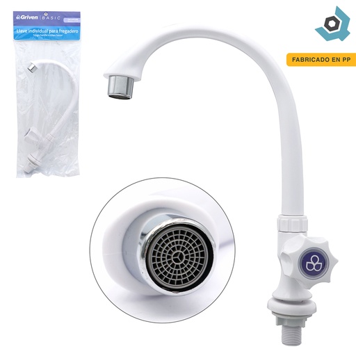 [8088] GRIFERIA PARA FREGADERO INDIVIDUAL ABS GRIVEN WHITE