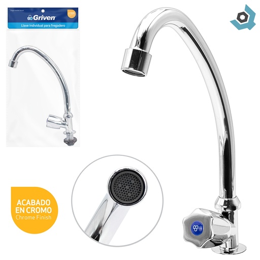 [8102] GRIFERIA PARA FREGEADERO INDIVIDUAL CROMADO GRIVEN