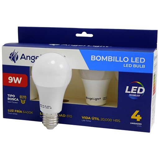 [8120] BOMBILLO LED 9W 4 PIEZAS ANGEL LIGHT